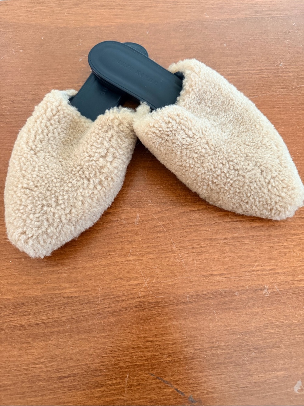 Jenni Kayne Tan Shearling Pointed Mule Slides